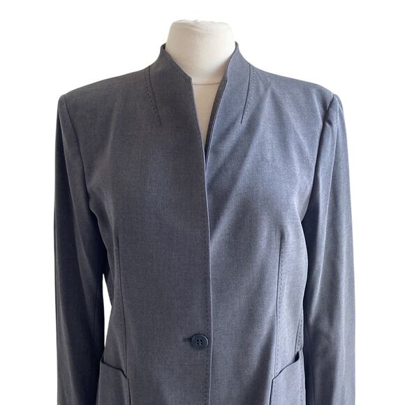 BLOOMINGDALES Blazer Women’s Size 16 GreyTop Stitched Corpcore Classic - Picture 3 of 9